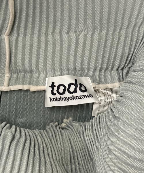 todo kotohayokozawa（トゥードゥー コトハヨコザワ）todo kotohayokozawa (トゥードゥー コトハヨコザワ) デザインプリーツパンツ ブルー サイズ:Freeの古着・服飾アイテム