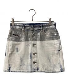 DIESEL（ディーゼル）の古着「ミニデニムスカート」｜ホワイト×シルバー