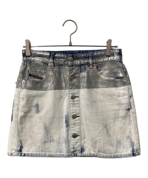 DIESEL（ディーゼル）DIESEL (ディーゼル) ミニデニムスカート ホワイト×シルバー サイズ:W.25の古着・服飾アイテム