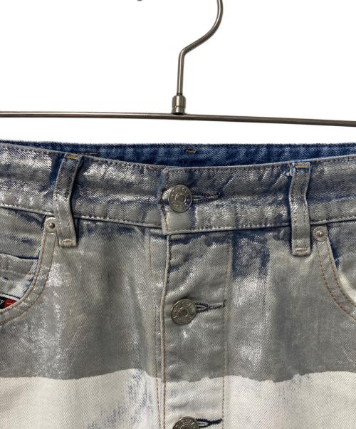 DIESEL（ディーゼル）DIESEL (ディーゼル) ミニデニムスカート ホワイト×シルバー サイズ:W.25の古着・服飾アイテム