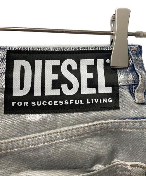 DIESEL（ディーゼル）DIESEL (ディーゼル) ミニデニムスカート ホワイト×シルバー サイズ:W.25の古着・服飾アイテム