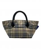 BURBERRY BLUE LABELバーバリー ブルー レーベル）の古着「ノバチェック舟形ハンドバッグ」｜ベージュ