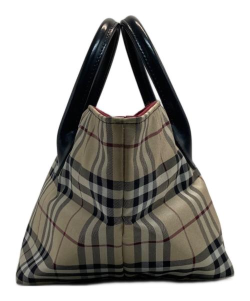 BURBERRY BLUE LABEL（バーバリー ブルー レーベル）BURBERRY BLUE LABEL (バーバリー ブルー レーベル) ノバチェック舟形ハンドバッグ ベージュの古着・服飾アイテム