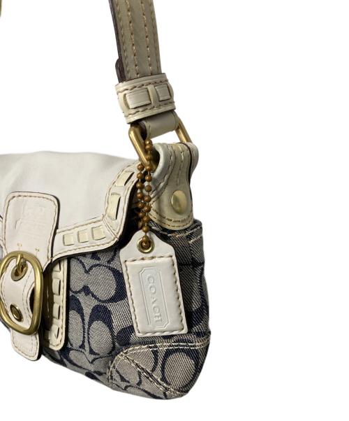 COACH（コーチ）COACH (コーチ) シグネチャーハンドバッグ グレー×ネイビーの古着・服飾アイテム