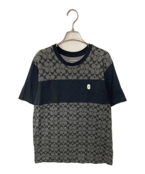 COACH（コーチ）COACH (コーチ) シグネチャーロゴTシャツ ブラック×グレー サイズ:MEDIUMの古着・服飾アイテム