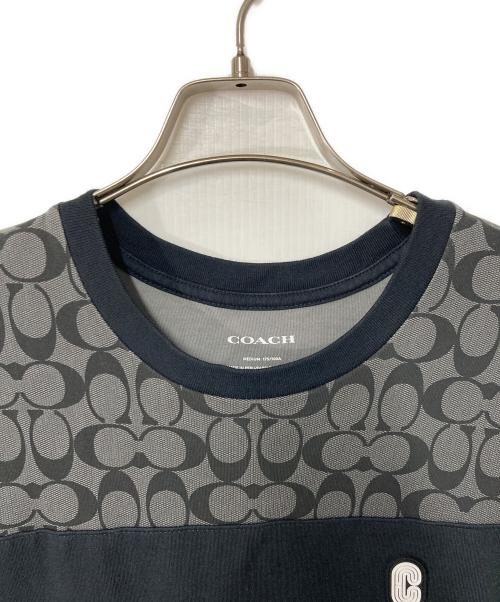 COACH（コーチ）COACH (コーチ) シグネチャーロゴTシャツ ブラック×グレー サイズ:MEDIUMの古着・服飾アイテム