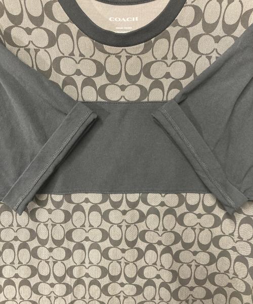 COACH（コーチ）COACH (コーチ) シグネチャーロゴTシャツ ブラック×グレー サイズ:MEDIUMの古着・服飾アイテム