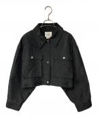 Ameriアメリ）の古着「EMBOSS SHORT ARMY LIKE JACKET」｜ブラック