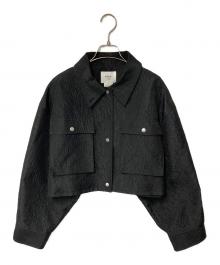 Ameri（アメリ）の古着「EMBOSS SHORT ARMY LIKE JACKET」｜ブラック