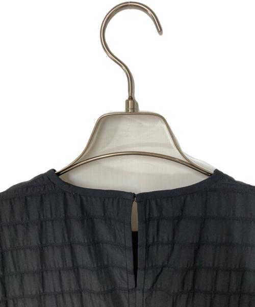 BALLSEY（ボールジィ）BALLSEY (ボールジィ) ボーダーサッカー ペプラムブラウス ブラック サイズ:36の古着・服飾アイテム
