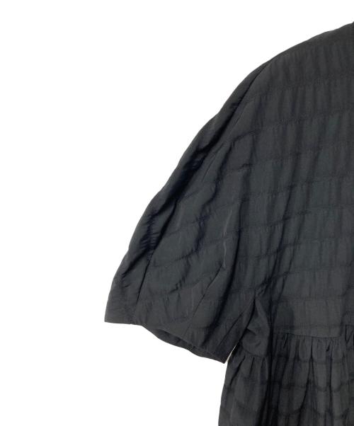 BALLSEY（ボールジィ）BALLSEY (ボールジィ) ボーダーサッカー ペプラムブラウス ブラック サイズ:36の古着・服飾アイテム