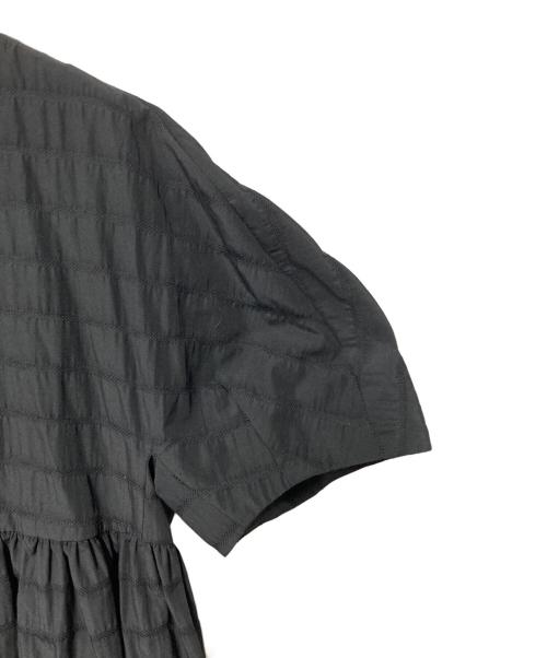 BALLSEY（ボールジィ）BALLSEY (ボールジィ) ボーダーサッカー ペプラムブラウス ブラック サイズ:36の古着・服飾アイテム