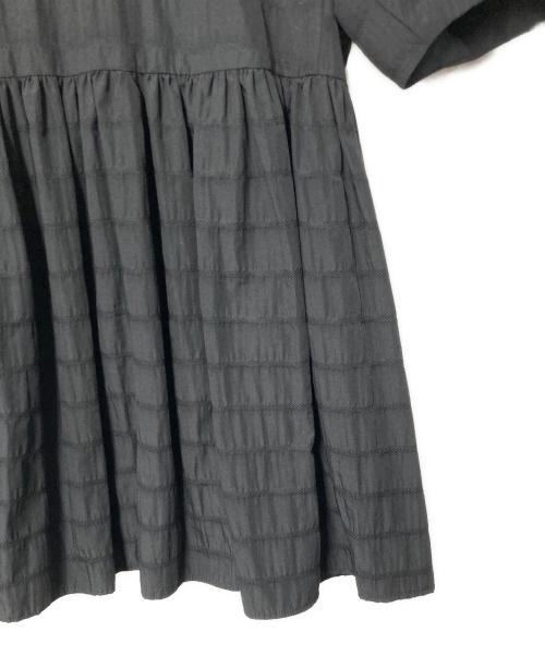BALLSEY（ボールジィ）BALLSEY (ボールジィ) ボーダーサッカー ペプラムブラウス ブラック サイズ:36の古着・服飾アイテム