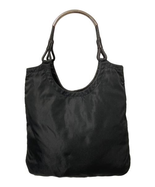 PRADA（プラダ）PRADA (プラダ) メタルハンドルナイロンハンドバッグ ブラックの古着・服飾アイテム