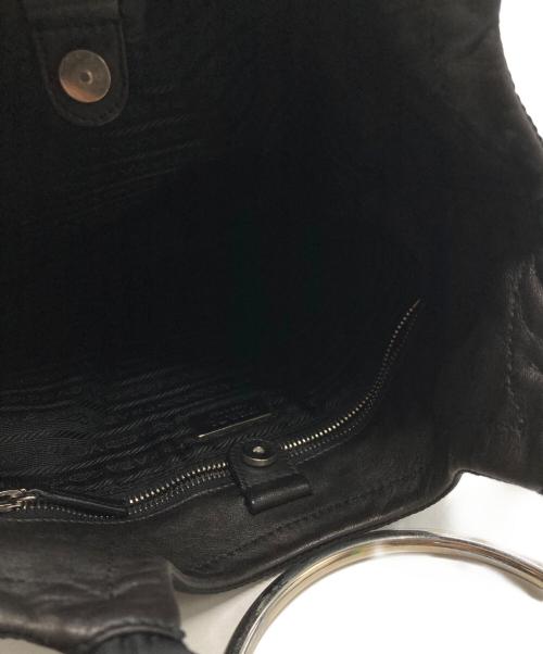 PRADA（プラダ）PRADA (プラダ) メタルハンドルナイロンハンドバッグ ブラックの古着・服飾アイテム