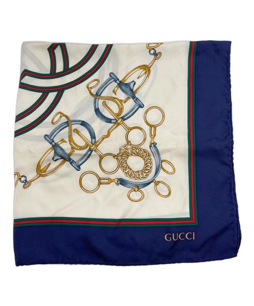GUCCI（グッチ）GUCCI (グッチ) GGスカーフ ネイビー×ホワイトの古着・服飾アイテム