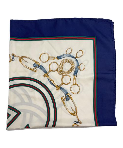 GUCCI（グッチ）GUCCI (グッチ) GGスカーフ ネイビー×ホワイトの古着・服飾アイテム