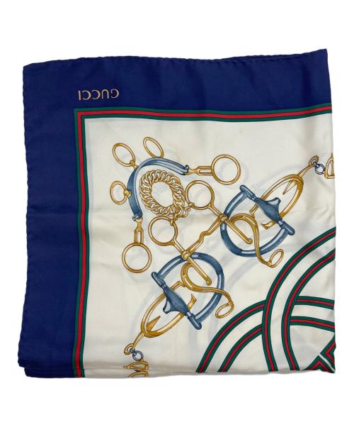 GUCCI（グッチ）GUCCI (グッチ) GGスカーフ ネイビー×ホワイトの古着・服飾アイテム