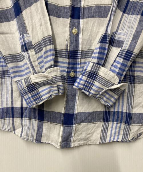 POLO RALPH LAUREN（ポロ・ラルフローレン）POLO RALPH LAUREN (ポロ・ラルフローレン) ポニー刺繍リネンチェックBDシャツ ホワイト×ブルー サイズ:Ｍの古着・服飾アイテム