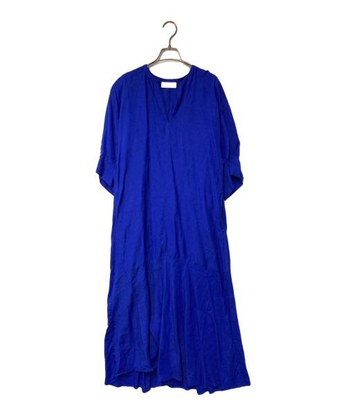 Adam et Rope（アダム エ ロペ）Adam et Rope (アダム エ ロペ) リネンボリュームスリーブワンピース ブルー サイズ:Fの古着・服飾アイテム