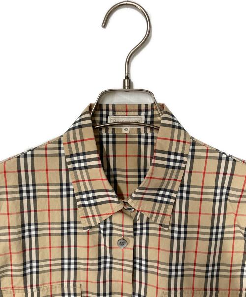 Burberry's（バーバリー）Burberry's (バーバリー) 半袖ノバチェックシャツ ブラウン サイズ:42の古着・服飾アイテム