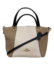 COACH（コーチ）の古着「ケイシー サッチェル カラーブロック 2WAYバッグ」｜ベージュ×ブラウン