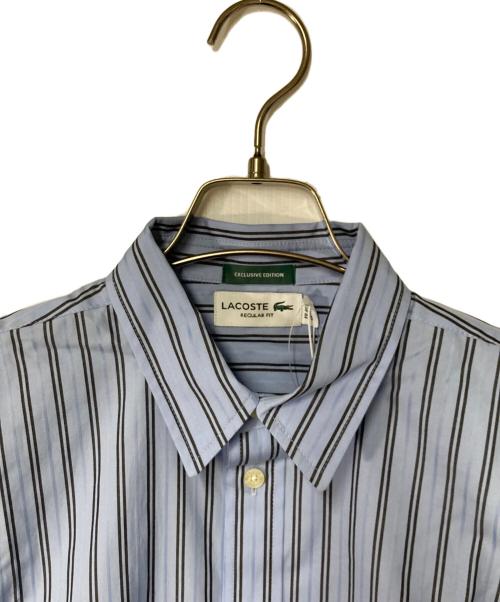 LACOSTE（ラコステ）LACOSTE (ラコステ) BEAMS (ビームス) ストライプ ロングスリーブシャツ ブルー×ブラック サイズ:40 未使用品の古着・服飾アイテム