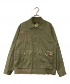 AVIREXアヴィレックス）の古着「REPAIR CUSTOM & EMB UTILITY SHIRT JACKET」｜カーキ