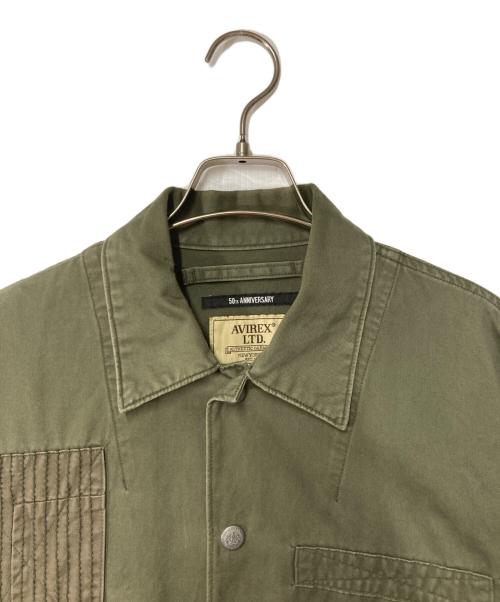 AVIREX（アヴィレックス）AVIREX (アヴィレックス) REPAIR CUSTOM & EMB UTILITY SHIRT JACKET カーキ サイズ:Mの古着・服飾アイテム