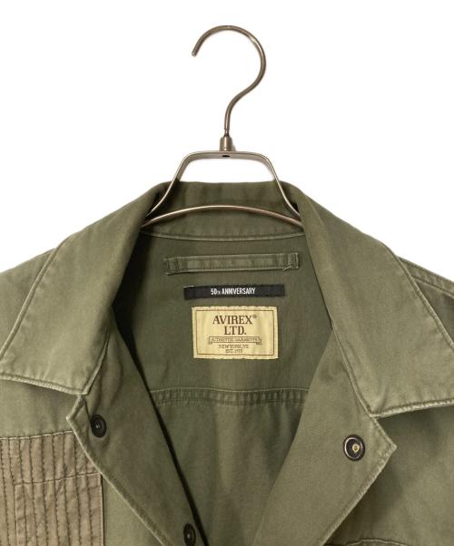 AVIREX（アヴィレックス）AVIREX (アヴィレックス) REPAIR CUSTOM & EMB UTILITY SHIRT JACKET カーキ サイズ:Mの古着・服飾アイテム