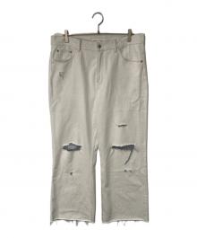 AMICUS ANIMAE（AMICUS ANIMAE）の古着「ダメージ加工デニムパンツ」｜グレー
