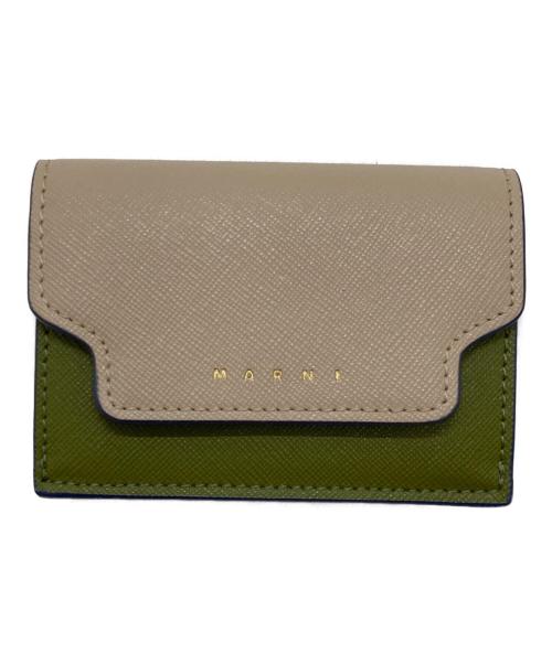 MARNI（マルニ）MARNI (マルニ) 3つ折り財布 オレンジ×ベージュの古着・服飾アイテム