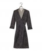DIANE VON FURSTENBERGダイアンフォンファステンバーグ）の古着「総柄カシュクールワンピース」｜ネイビー