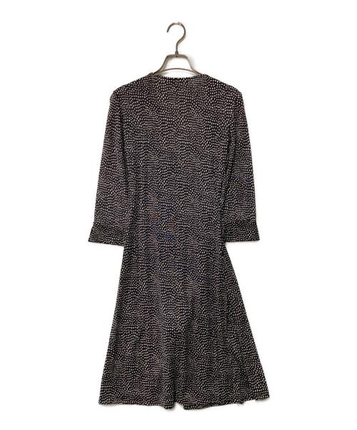 DIANE VON FURSTENBERG（ダイアンフォンファステンバーグ）DIANE VON FURSTENBERG (ダイアンフォンファステンバーグ) 総柄カシュクールワンピース ネイビーの古着・服飾アイテム