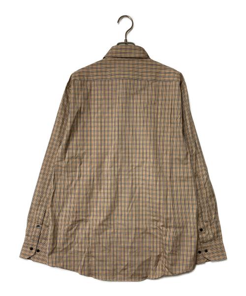BURBERRY BLACK LABEL（バーバリーブラックレーベル）BURBERRY BLACK LABEL (バーバリーブラックレーベル) ホース刺繍チェックシャツ ブラウン サイズ:3の古着・服飾アイテム