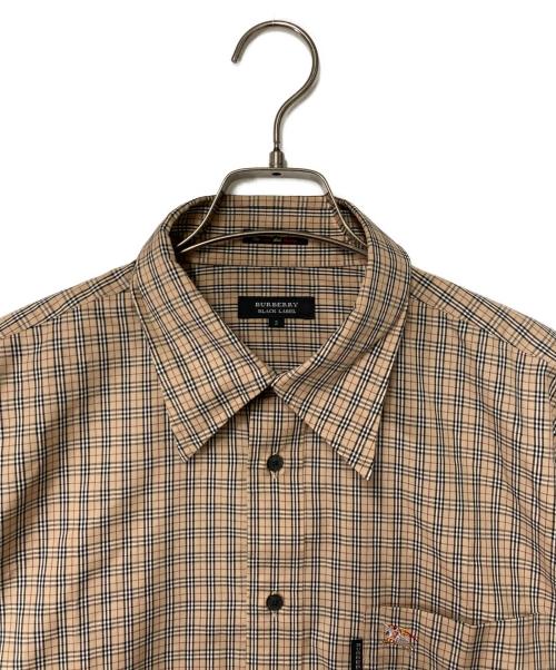 BURBERRY BLACK LABEL（バーバリーブラックレーベル）BURBERRY BLACK LABEL (バーバリーブラックレーベル) ホース刺繍チェックシャツ ブラウン サイズ:3の古着・服飾アイテム