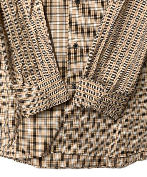 BURBERRY BLACK LABEL（バーバリーブラックレーベル）BURBERRY BLACK LABEL (バーバリーブラックレーベル) ホース刺繍チェックシャツ ブラウン サイズ:3の古着・服飾アイテム