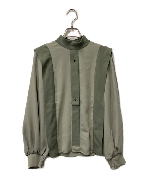 UNITED TOKYO（ユナイテッドトーキョー）UNITED TOKYO (ユナイテッドトーキョー) バンドカラーブラウス グリーンの古着・服飾アイテム