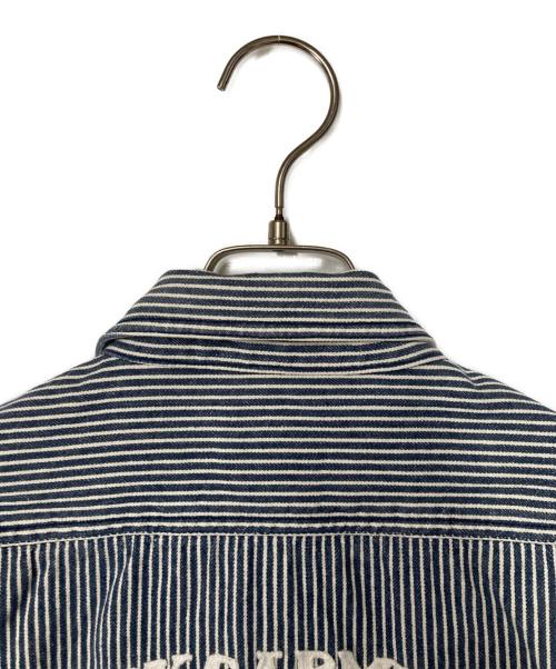 stussy（ステューシー）stussy (ステューシー) ワークシャツ ブルー×ホワイト サイズ:LARGEの古着・服飾アイテム