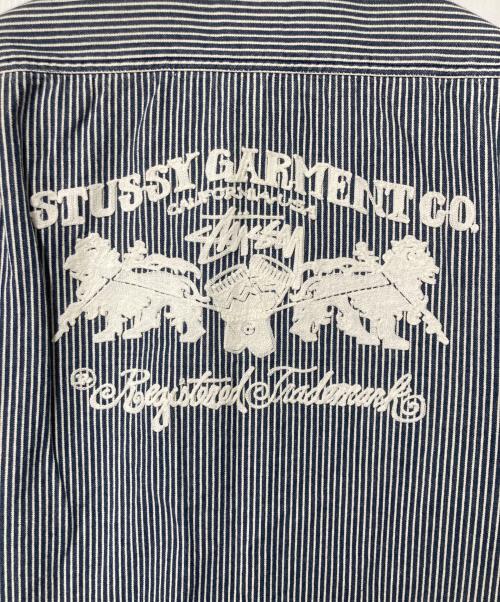 stussy（ステューシー）stussy (ステューシー) ワークシャツ ブルー×ホワイト サイズ:LARGEの古着・服飾アイテム