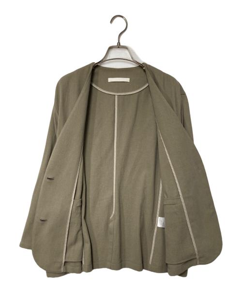 evam eva（エヴァムエヴァ）evam eva (エヴァムエヴァ) ノーカラージャケット ベージュ サイズ:Ｍの古着・服飾アイテム
