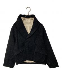 Vlas Blomme（ヴラスブラム）の古着「Wool Linen Soft Tweed ショールカラージャケット」｜ブラック