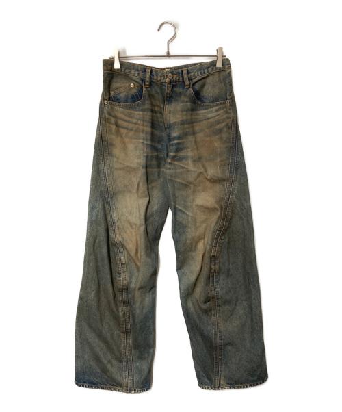 NVRFRGT（ネヴァーフォーゲット）NVRFRGT (ネヴァーフォーゲット) 3D Twisted Wide Leg Jeans インディゴ サイズ:2の古着・服飾アイテム