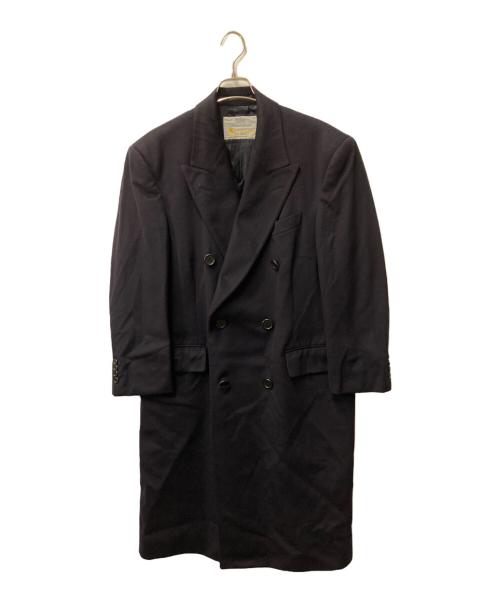 Aquascutum（アクアスキュータム）Aquascutum (アクアスキュータム) カシミヤダブルチェスターコート ネイビー サイズ:実寸参照の古着・服飾アイテム