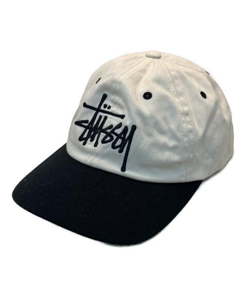 stussy（ステューシー）stussy (ステューシー) Big Basic Vintage Cap ホワイト×ブラックの古着・服飾アイテム