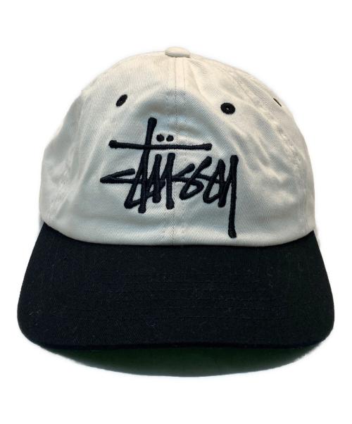 stussy（ステューシー）stussy (ステューシー) Big Basic Vintage Cap ホワイト×ブラックの古着・服飾アイテム