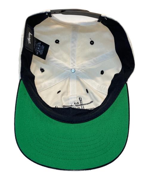 stussy（ステューシー）stussy (ステューシー) Big Basic Vintage Cap ホワイト×ブラックの古着・服飾アイテム
