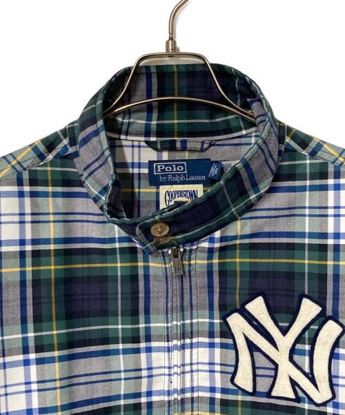 POLO RALPH LAUREN（ポロ・ラルフローレン）POLO RALPH LAUREN (ポロ・ラルフローレン) ヤンキース オックスフォード ジャケット グリーン×ネイビー サイズ:Mの古着・服飾アイテム