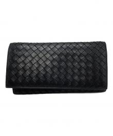 BOTTEGA VENETA（ボッテガベネタ）の古着「イントレチャート長財布」｜ブラック