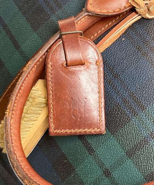 POLO RALPH LAUREN（ポロ・ラルフローレン）POLO RALPH LAUREN (ポロ・ラルフローレン) チェック ボストンバッグ グリーン×ブラウンの古着・服飾アイテム